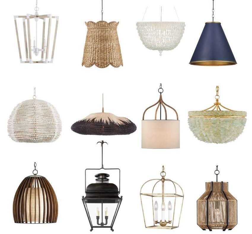 A 3rd selection of 12 different artificial light chandeliers and pendants