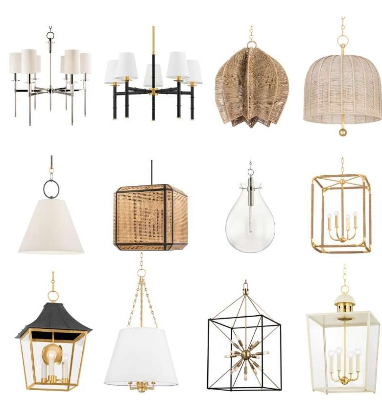 A 2nd selection of 12 different artificial light chandeliers and pendants