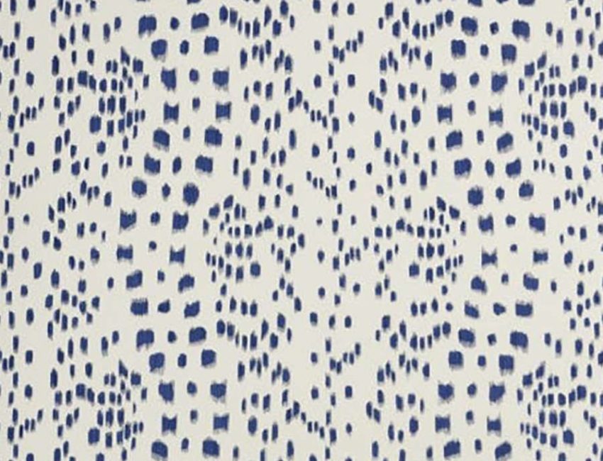 wallpaper - white background and blue variegate dots and wavy dotted lines
