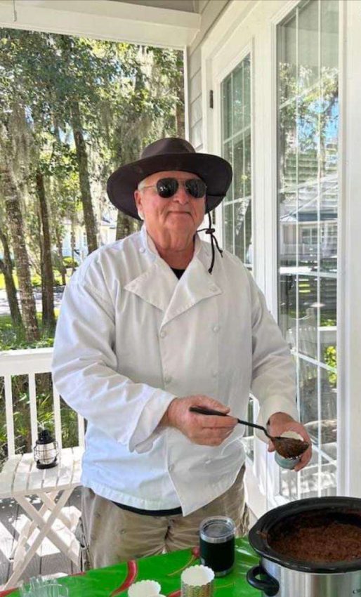 our neighbor steve posing with his chili