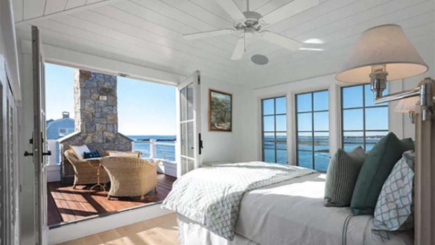 Bedroom paneled ceiling ocean view