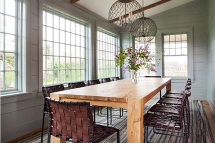Sunroom addition with clapboard