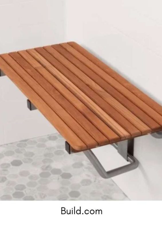 Teak fold down shower bench