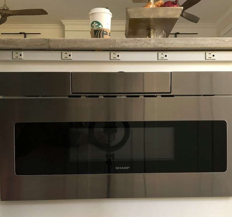 electrical strip under counter above microwave drawer