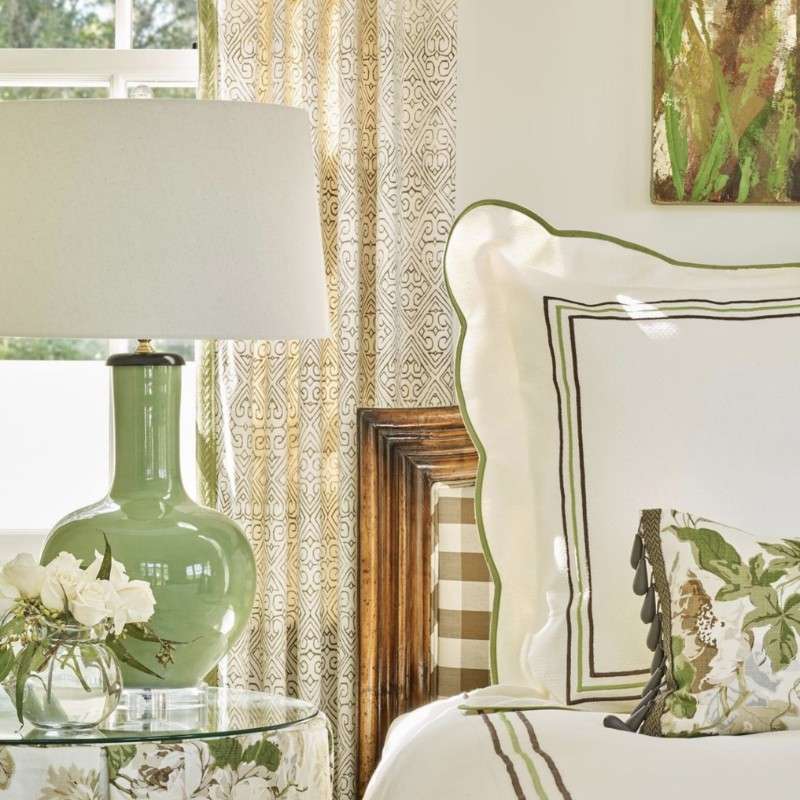 pretty bedroom in a brown and green color combo