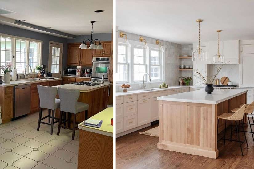 Beautiful kitchen renovation - left plumbing and electrical in the same place, but replaced cabinetry and fixtures and increased the size of the island.