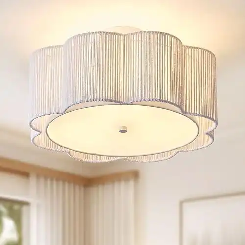 3-Light Rattan Flush Mount