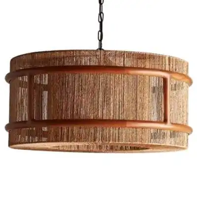 Natural Jute Drum Chandelier