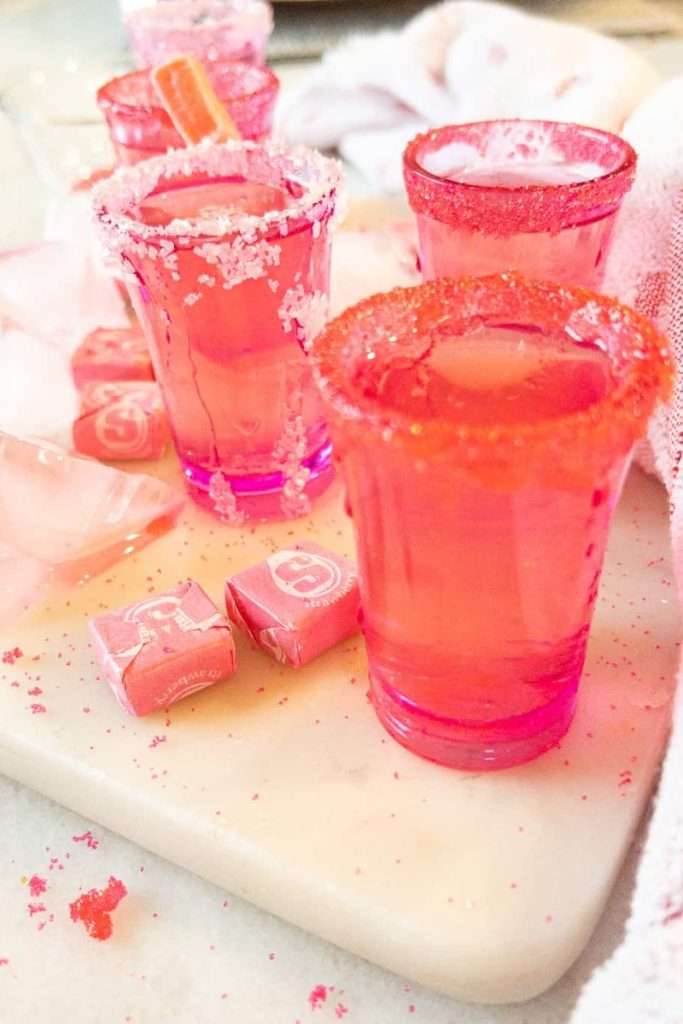 Pink Starburst Shots for Galentine's Day Happy Hour