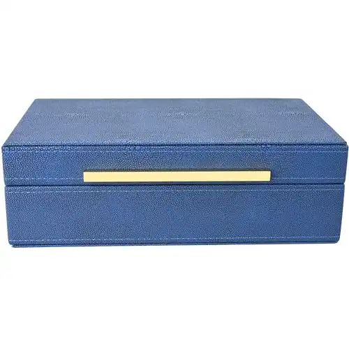XIGEXIGE Navy Blue Shagreen box Faux Leather Decorative Box,Keepsake And Memory Storage Small Decorative Boxes with Lids for Modern Home Decor Jewelry Box Organizer