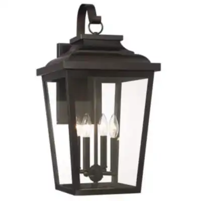 The Great Outdoors Irvington Manor 4 Light 24" Tall Outdoor Wall Sconce with Clear Glass