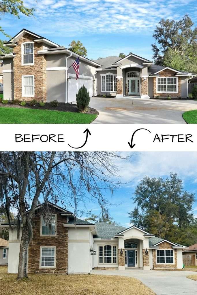 Before and After of the exterior paint job