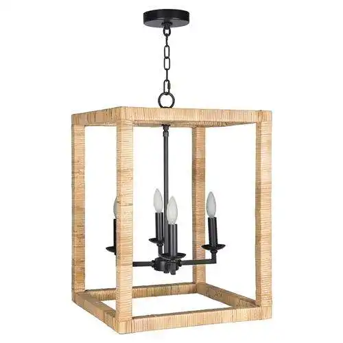 Regina Andrew Newport Coastal Beach Natural Rattan Wrapped Frame Lantern