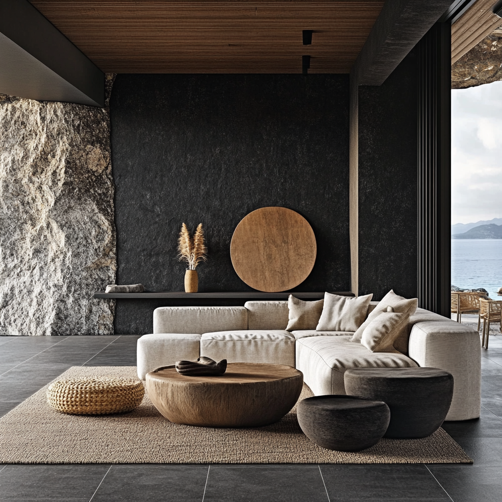 Charcoal Gray and Warm Beige beach house